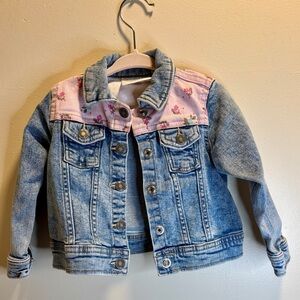 Okie Dokie Blue Denim Jacket with Pink Floral Yoke